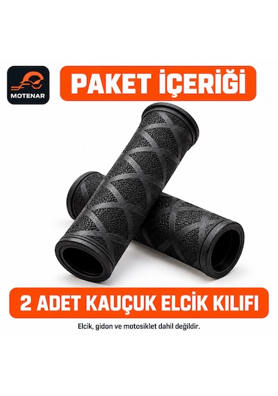 Motenar Motosiklet Kauçuk Elcik Kılıfı Siyah 2 Adet