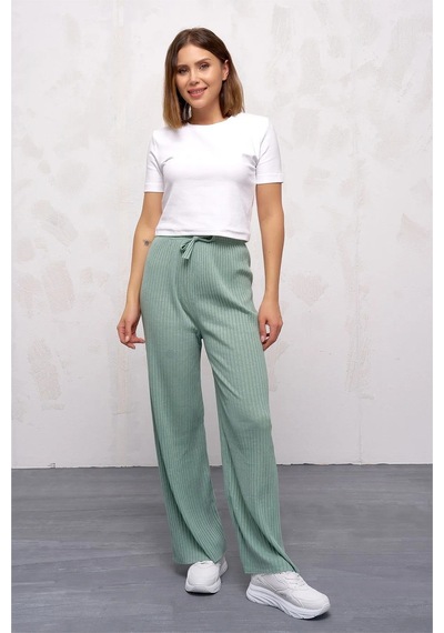 Sierna Kadın Kışlık Kalın Fitilli Kaşkorse Pijama Altı Eşofman Altı Cepsiz Yeşil Srn-004238