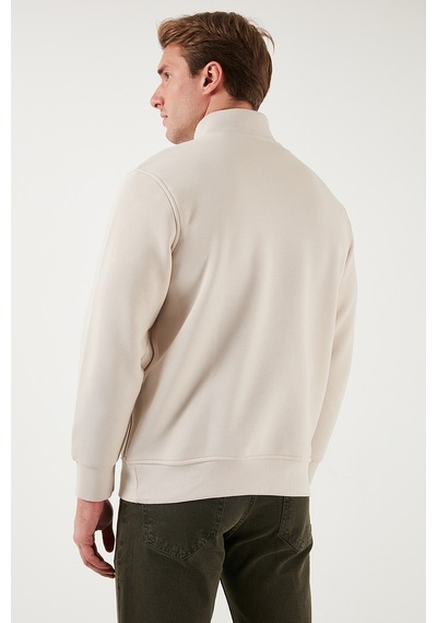 Buratti Pamuklu Regular Fit Yarım Fermuarlı Dik Yaka Erkek Sweat 59052592 Kum