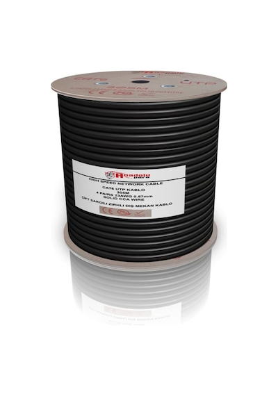 305 Metre Cat6 23awg Cat6 Kablo Outdoor Siyah Dış Mekan Cat6 Utp Kablo Zırhlı Cat6 Kablosu