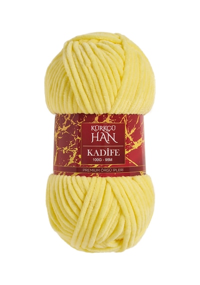Kadife Örgü İpi 50gr %100 Polyester Yumuşak Pofuduk Açık Sarı