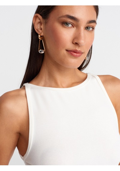 Dilvin 21048 Halter Yaka Top-ekru Ekru