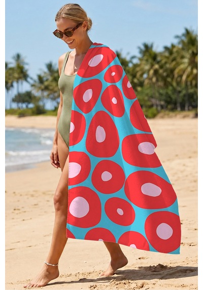 Modern Geometrik Desenli Plaj Havlusu - Soyut Pop Art Turkuaz Kırmızı Hızlı Kuruyan Mikrofiber Havlu Yağmur Kabuğu Modern Geometrik Desenli Plaj Havlusu - Soyut Pop Art Turkuaz Kırmızı Hızlı Kuruyan Mikrofiber Havlu Yağmur Kabuğu