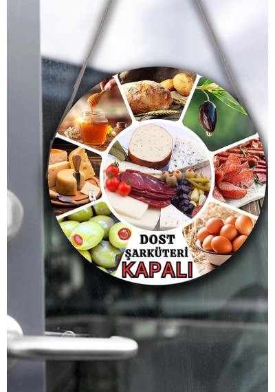Kişiye Özel Şarküteri Mandıra Açık Kapalı Kapı Süsü, İsme Özel Şarküteri Tabelası Dekoru