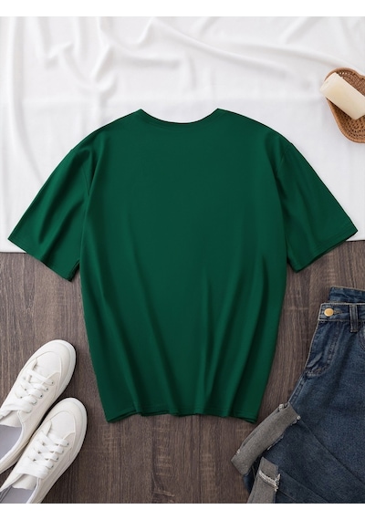 Uyguntarz Unisex Smile Baskılı Tasarım Tshirt Yeşil
