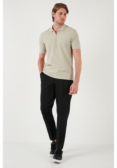 Buratti Pamuklu Regular Fit Fermuarlı Erkek Polo Yaka T Shirt 5902434 Taş