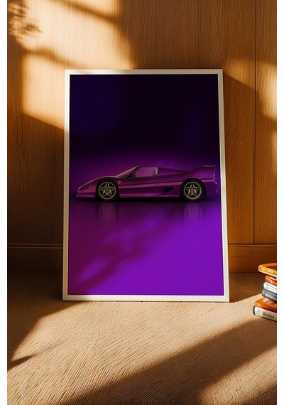 Saturn Ferrari F50 Araba Çerçeveli Tablo Erkek Odası Ve Garaj Dekoru Classic Car Collection