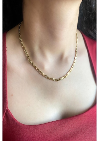 Kadın Kolye Kararmaz 14k Altın Renk Vip Seri İthal Kalın Yıldız Künye Model Kolye Altın