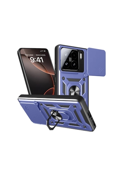 Xiaomi Mi 15 Uyumlu Kılıf Pars Lens Yüzüklü Silikon - Lacivert