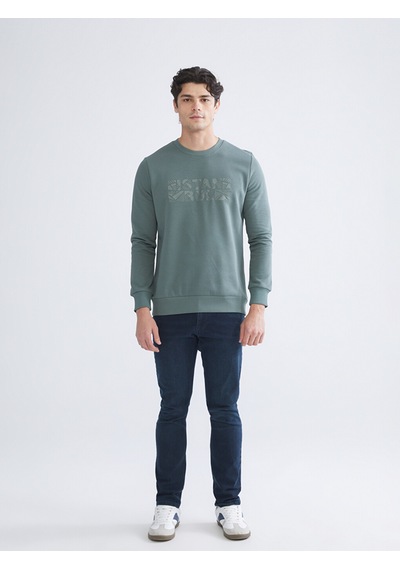 Lc Waikiki Lc Waıkıkı Yeşil Bisiklet Yaka Uzun Kollu Sweatshirt