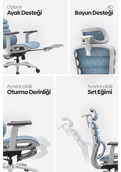 Rosso Ergonomik Çalışma Koltuğu - Mavi Rosso Ergonomik Çalışma Koltuğu - Mavi