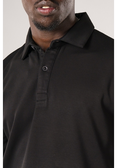 Fbi Regular Fit Dokulu Likralı Polo Yaka T-shirt Siyah