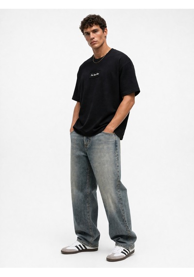 Respire Erkek Ffb Nakışlı Oversize T-shirt Siyah