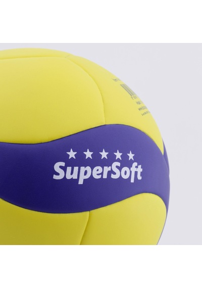 Voleybol Topu SuperSoft Yapıştırma Soft Touch Yumuşak Yüzey 18 Panel 5 Numara Sarı - Mavi
