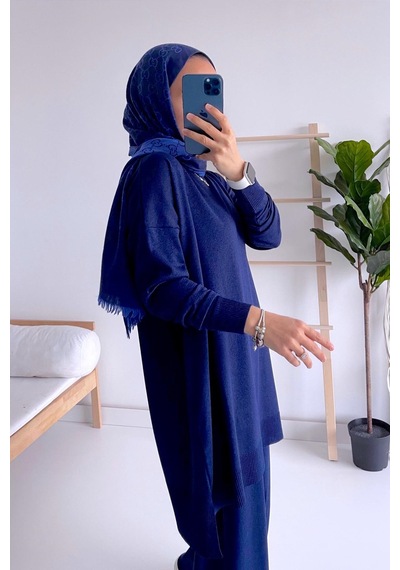 Kahijab Işıltılı Merserize Takım - Lacivert