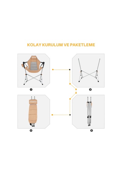 Kingcamp Orchid Salıncaklı Katlanır Kamp Sandalyesi Khaki/grey Bej