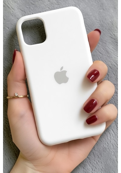 Iphone 11 Uyumlu Kılıf Logolu Lansman Soft Yumuşak Içi Kadife Silikon Kapak Beyaz