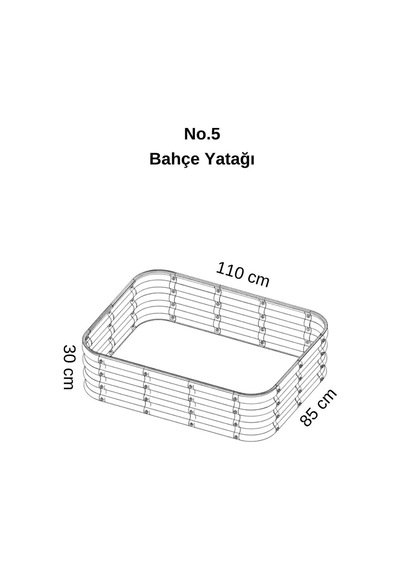 Modüler Yükseltilmiş Bahçe Yatağı Yükseltilmiş Sebze Yatağı No:5 110x85 Gri