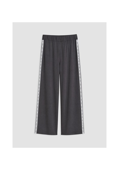 Lcw Young Antrasit Polo Yaka Baskılı Kadın Pijama Takım