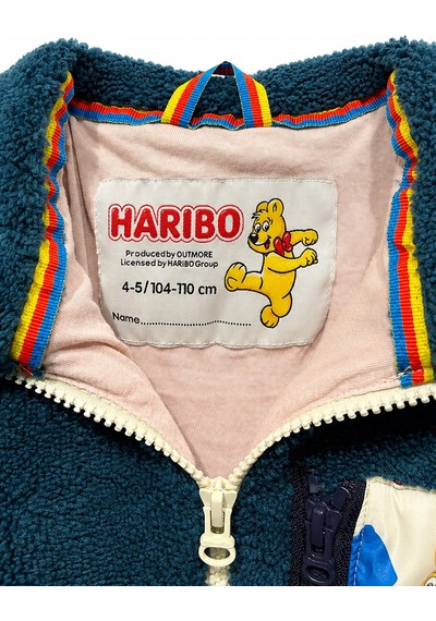 Harıbo Haribo Lisanslı Çocuk Dik Yaka Peluş Polar Ceket Kontrast Fermuarlı Yeşil
