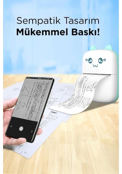 C9 Pembe Mini Yazıcı Taşınabilir Termal Yazıcı Kablosuz Bağlantı Ap Kontrol Cep Yazıcısı