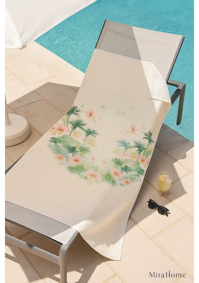 Unisex Desenli Baskılı Deniz Plaj Havlusu Palmiye 70x140 Cm 11
