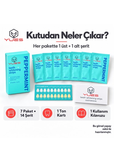 Yues Naneli Diş Beyazlatma Bandı 14 Şerit 7 Uygulama Nt-fs