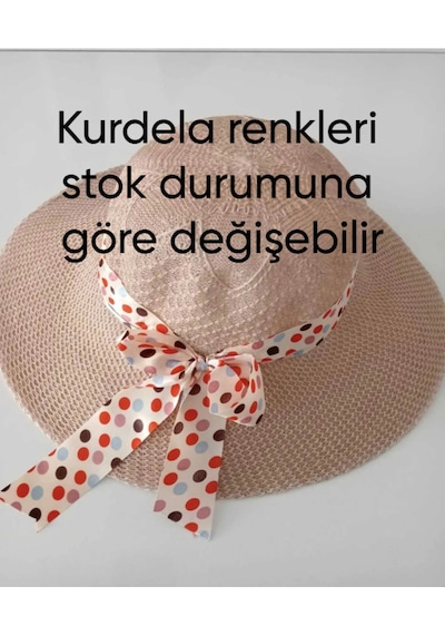 Ays Kadın Bej Hasır Plaj Deniz Gezi Şapkası Krem