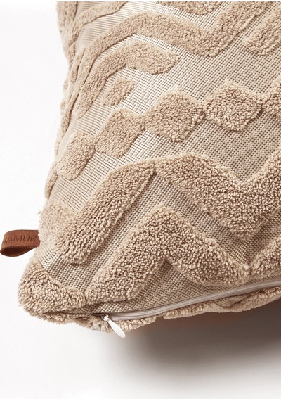 Bohem Özel Tasarım Punch Panç Desen Kare Dekoratif Kırlent Kılıfı 43x43 cm Letta Natural
