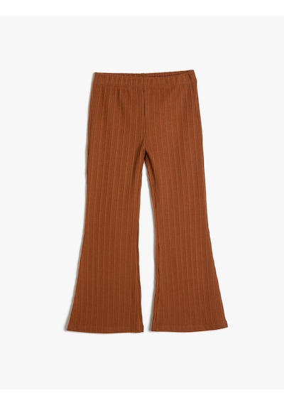 Koton İspanyol Paça Pantolon Kaşkorse Beli Lastikli Kahverengi 4wkg40142ak Kahve