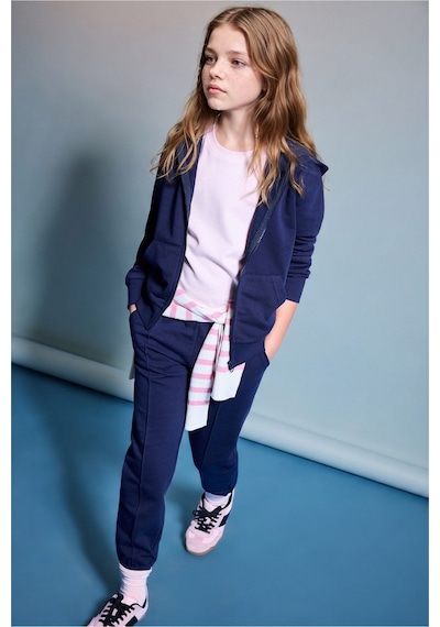 Defacto Basıc Düz Kapüşonlu Kalın Sweatshirt Kumaşı Hırka Kız Çocuk C8110a826aunv241 Lacivert-nv241
