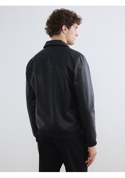 Lcwaıkıkı Classic Siyah Regular Fit Erkek Deri Görünümlü Ceket