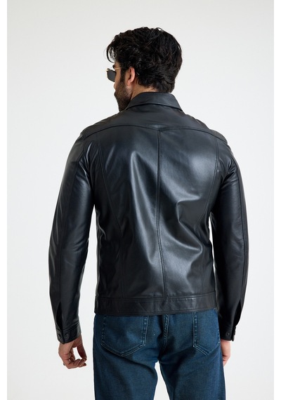 Franko Armondi Fit Kısa Erkek Deri Ceket E3-k-2539-23419 Siyah