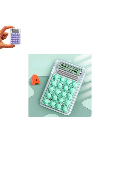 Mini Hesap Makinesi Silikon Tuşlu Lcd Ekran 8 Haneli Şeffaf Mini Hesap Makinesi Ebat 8,5cm X 5,4cm Turkuaz
