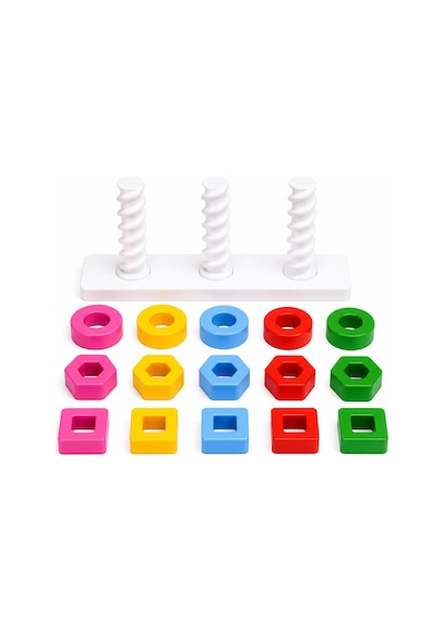 Montessori Tarzı Eğitici Oyuncak 1+ Yaş Renk Ve Şekil Eşleştirme Oyunu Zeka Ve Motor Gelişim Seti