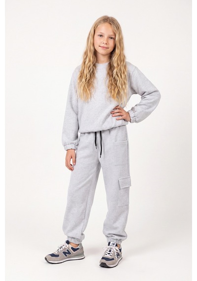 Panios Kids 3 İplik Kız Çocuk Düz Kısa Bel Sweatshirt Bisiklet Yaka 2'li Eşofman Takımı Kahverengi-gri Panios Kids 3 İplik Kız Çocuk Düz Kısa Bel Sweatshirt Bisiklet Yaka 2'li Eşofman Takımı Kahverengi-gri