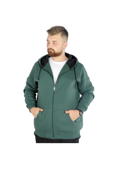 Mode Xl Erkek Sweatshirt Kapşonlu Zippered Basic 20543 Nefti 001