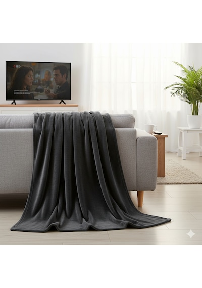 Peluş Tek Kişilik Battaniye Welsoft Battaniye Tv Battaniyesi Polar Battaniye Süper Yumuşak Antrasit