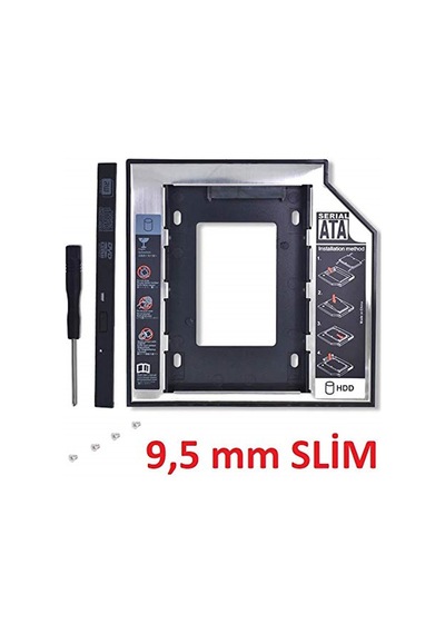 Alfais Al-4716 Sata Hdd Harddisk Caddy Kızak Kutu Ssd Notebook , Ikinci Hdd Takma, 9.5 Mm