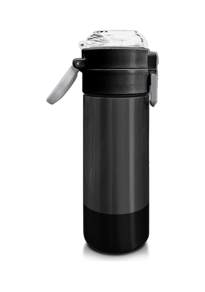 Coral High Kids Koyu Gri Siyah Desenli Pipetli Ve Direkt İçim Çelik Termos 500 Ml 31824 Siyah