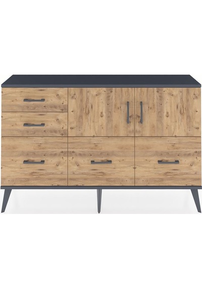 Arges Konsol 2 Raflı 5 Çekmeceli 2 Kapaklı 132x30x83 Antrasit-çam/çam Çam/çam Arges Konsol 2 Raflı 5 Çekmeceli 2 Kapaklı 132x30x83 Antrasit-çam/çam Çam/çam