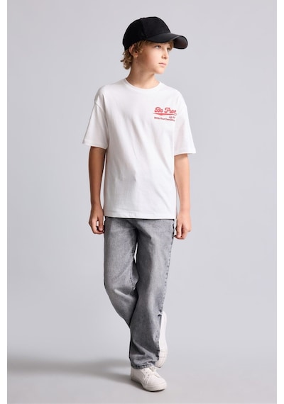 Defacto Erkek Çocuk Loose Fit Yıkama Efektli Düz Paça Jean Pantolon H2152a826aunm55 Gri-nm55