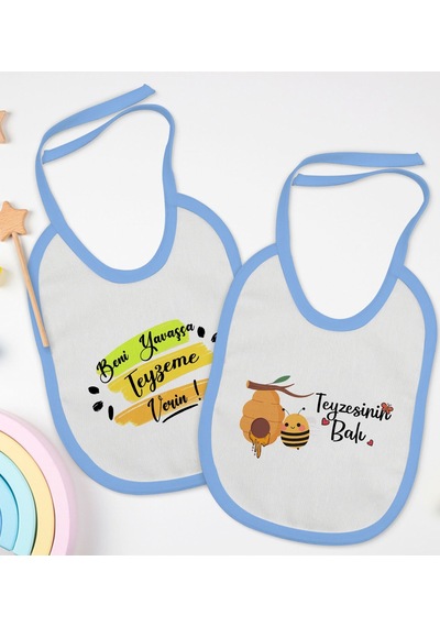 BK Kids Teyze Tasarımlı 2’li Mavi Mama Önlüğü-2 Mavi