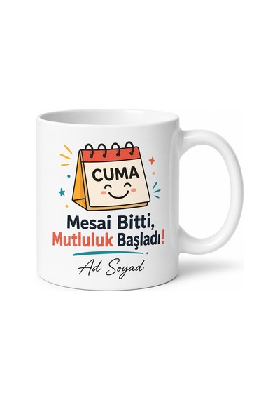 Cuma Mesaisi Biterken Gelen Mutluluk Hissi Hafta Sonu Kupası Hediye Bardak Beyaz / Çok Renkli