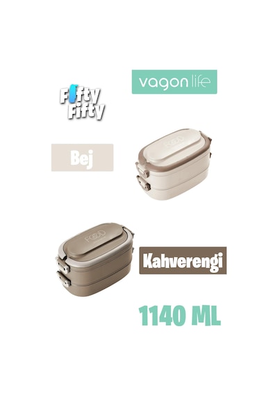 Vagonlife 1140 Ml 2 Kat Paslanmaz Çelik Çorba Kaseli Bento Lunch Box Yeni Nesil Sefer Tası -fflbox10403 Bej