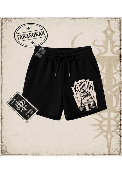Tarzsokak Gotik & Grunge Streetwear Rus Cats Unisex Şort Siyah