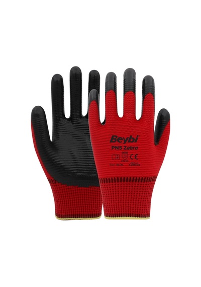Beybi Pn5 Zebra Gıda Uyumlu Nitril Eldiven Kırmızı