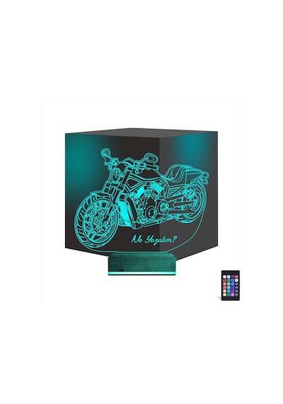 Luvivia Motosiklet Harley Motor Kişiye Özel 3d Lamba - Masa Gece Lambası V4 Şeffaf