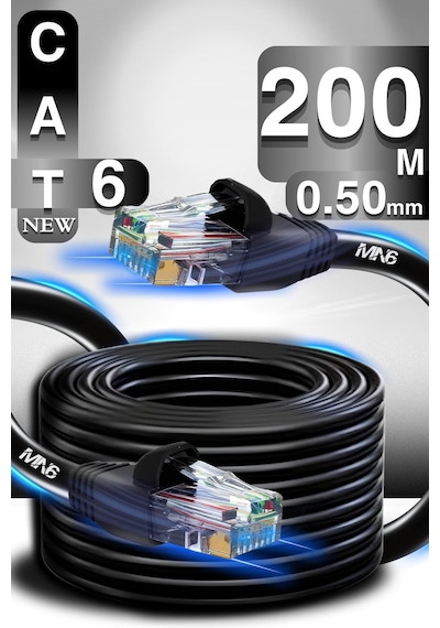 MN6 M106 200 metre ethernet kablo/UTP 0.50mm Cat6 Iki Kat Korumalı/iç Dış Mekan/200 Metre Cat6 kablo