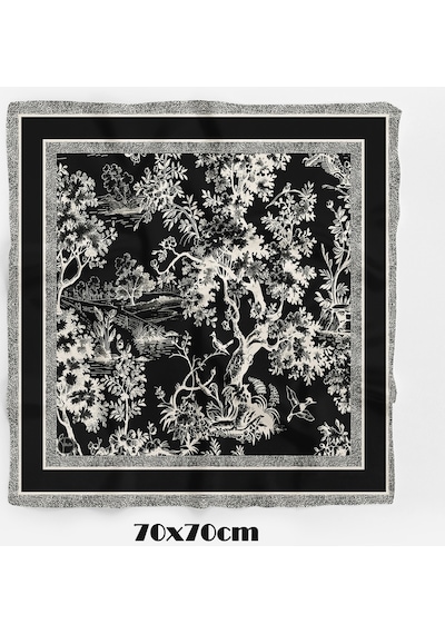 Monokrom Orman Desen 70 70cm Bandana/fular Çok Renkli
